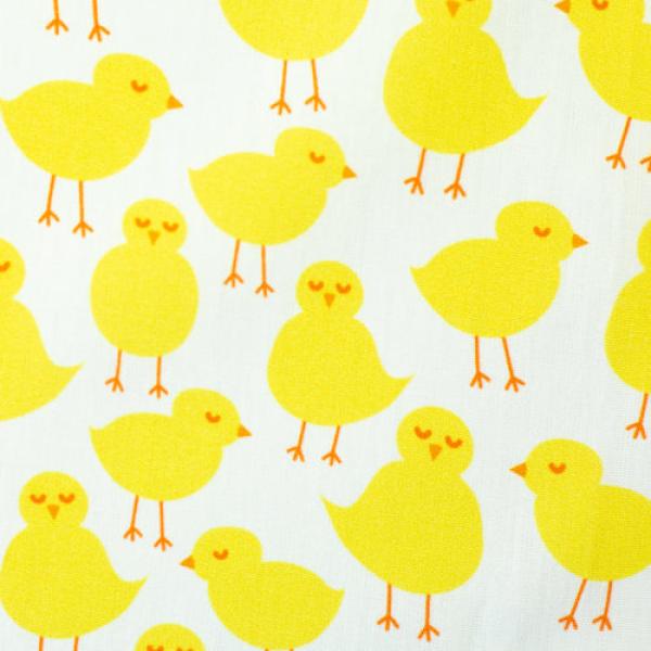 Bauwoll Druck Küken auf Weiß von Happy Easter by Swafing 